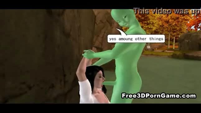 Foxy 3D cartoon brunette fucked by a green alien