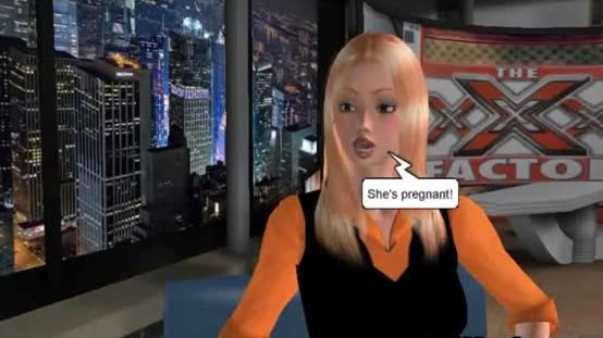 Hot 3D blonde news woman interviewing a hunk
